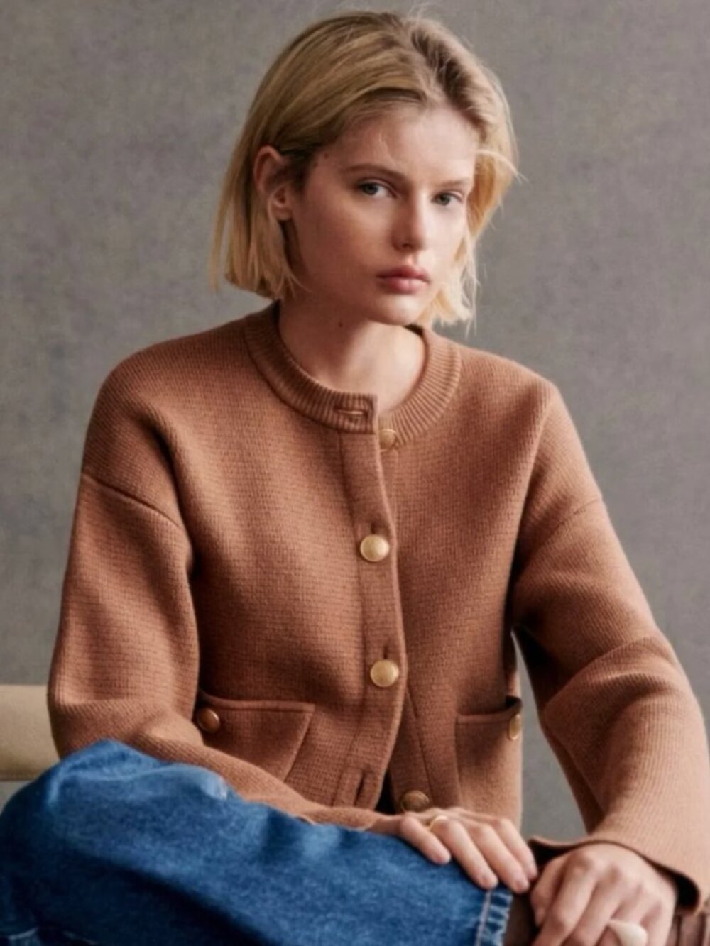 Sézane Valerio Jacket Camel - Size M